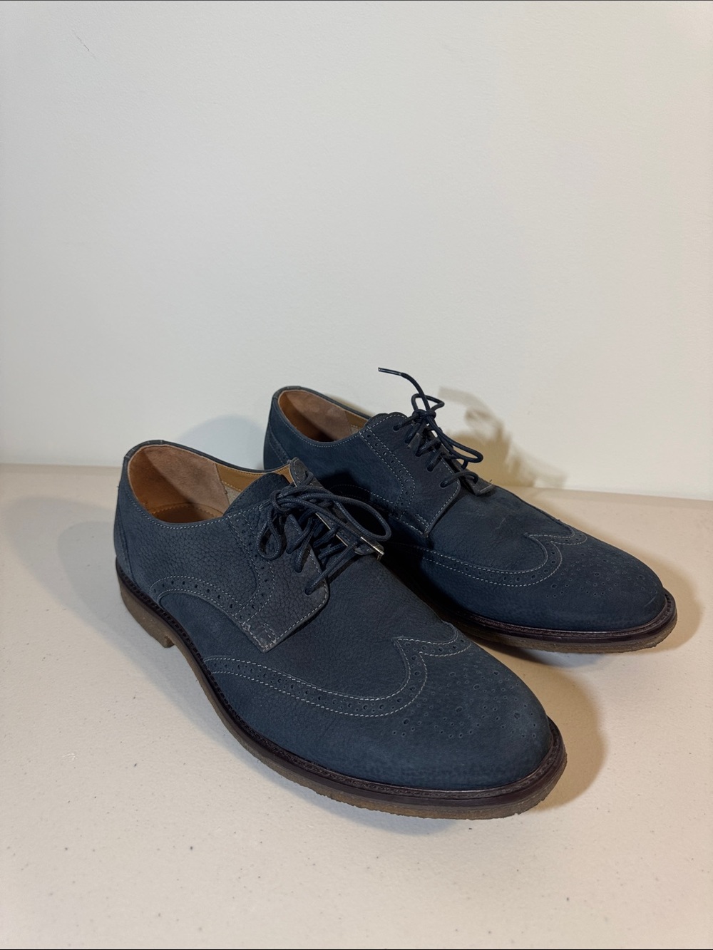 Johnston & Murphy Navy Suede Wingtip Derbys